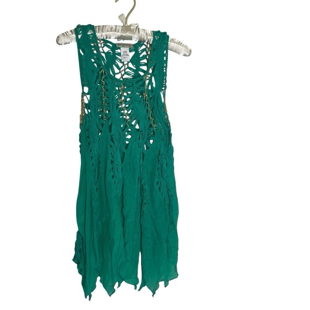 Vivid NY Teal Crochet Open Knit Tank Top‎ Sharkbite M Fairy Festival Beach Gypsy